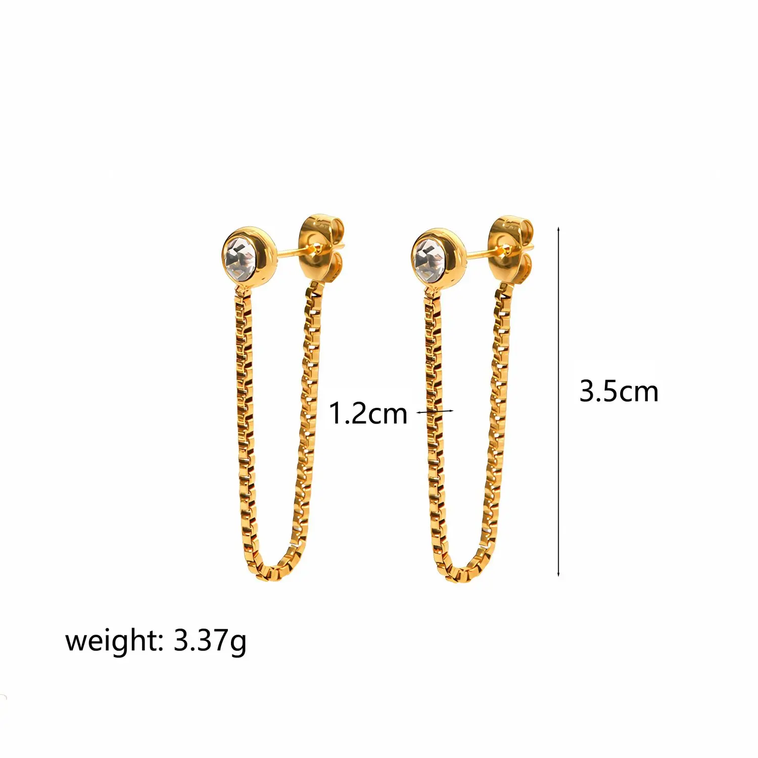 1 Pair Simple Casual Style Tassel Shape Stainless Steel 18K Gold Plated Inlay Rhinestone Women's Hoop Earrings h5 Picture2